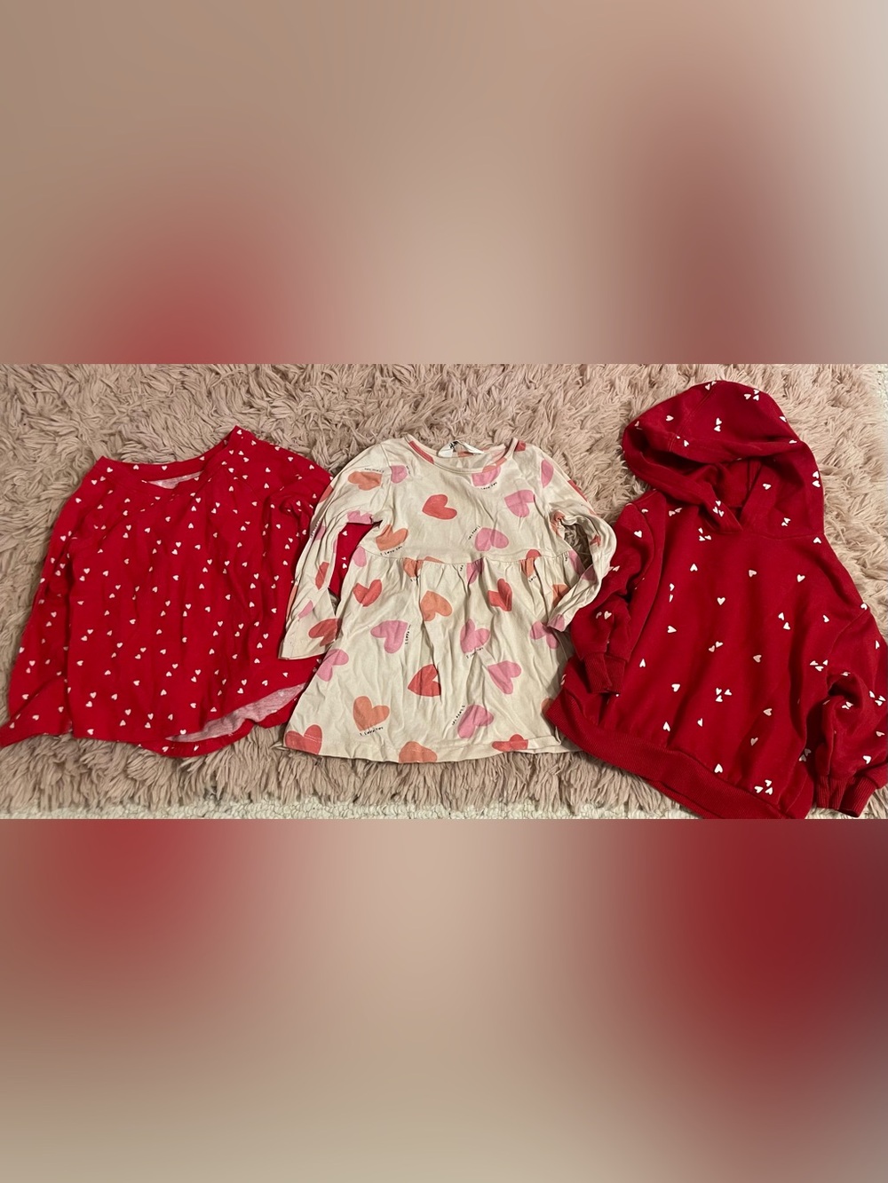 Toddler Girl 2T Valentine’s Day Clothing Bundle - 3 Items (Tops & Dress)